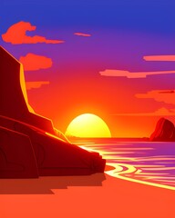 Fototapeta na wymiar cartoon sunset