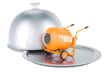 Restaurant cloche with cement mixer, 3D rendering
