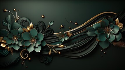 Elegant and Bold: Black Green Luxury Vector Background Illustration