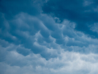 A rare species of Mammatus clouds. Clouds in the sky.