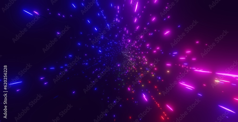 Fototapete futuristic abstract background motion glow neon in cyberspace 3d render