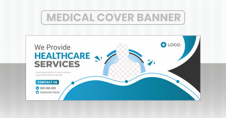 Medical and dental healthcare services banner and medicare facebook timeline cover design template