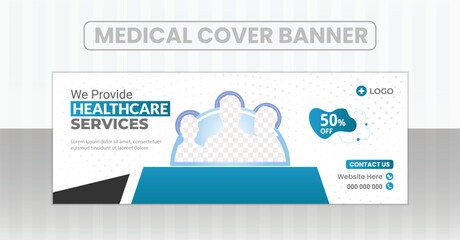 Medical and dental healthcare services banner and medicare facebook timeline cover design template