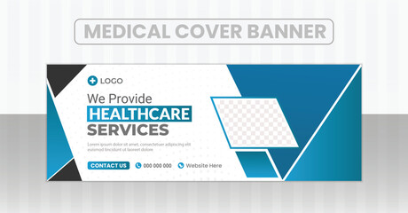 Medical and dental healthcare services banner and medicare facebook timeline cover design template