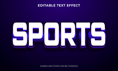 Editable 3d sport text effect in blue