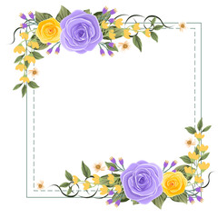 frame with flowers , flower rose vector with square for background, texture, wrapper pattern, frame or border , greeting card