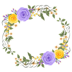 frame of flowers ,flower rose vector with circle for background, texture, wrapper pattern, frame or border , greeting card