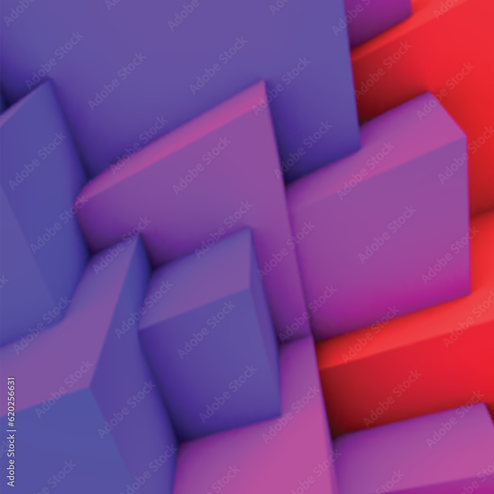 Aufkleber Abstract background with blue to red gradient overlapping cubes
