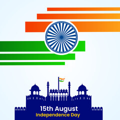 Indian Independence Day Vector Illustration Hand Drawn creative with Flag. Independence day India.