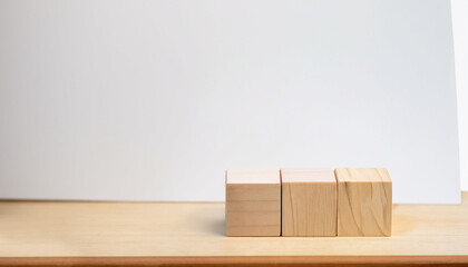 business concept on table side view wooden cubes