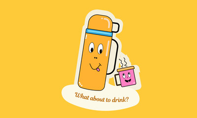 Thermos with tea sticker
