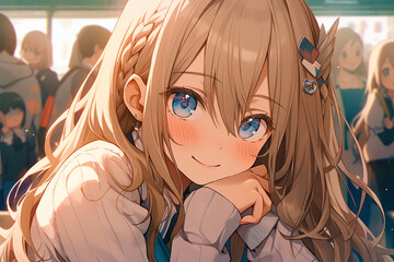Fototapeta premium anime girl drawing