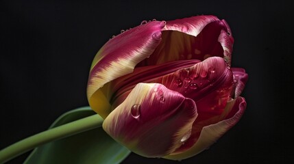 tulip isolated on black backgound generative ai