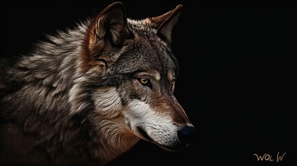 wolf isolated black background generative ai