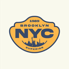 Obraz premium Vector brooklyn nyc typography with city silhouette