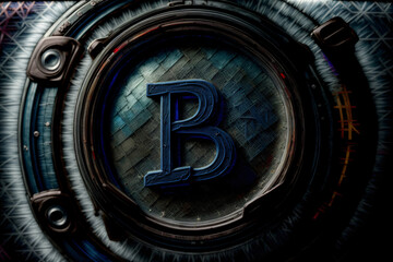 A Close Up Of A Metal Object With The Letter B In It