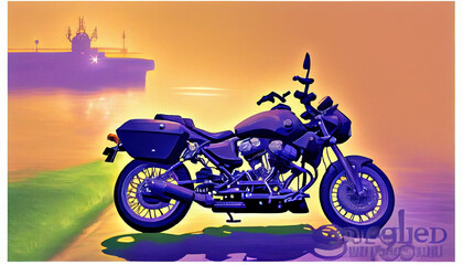 Fototapeta premium Generative AI silhouette of a motorcycle
