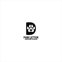 letter d with paw logo design symbol