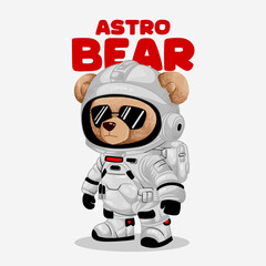 cute of teddy bear wearing futuristic astronaut costume vector illustration