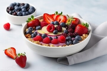 Smoothie bowl with fruit and granola on top (Ai generated)