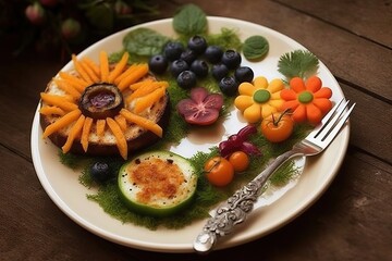 Salad with vegetables and fruits, summer favorites food (Ai generated)