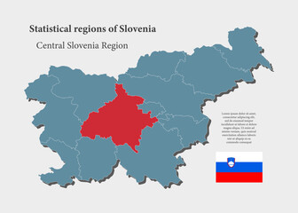 Obraz premium Vector map Slovenia and Central region