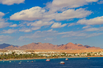 View of Naama Bay in Sharm El Sheikh, Egypt. View from above