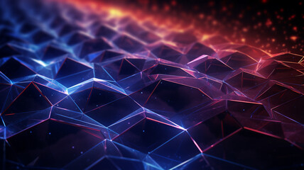 Abstract Polygonal Shapes with Glittering Neon Glow - Dynamic and Modern Design. Generative AI