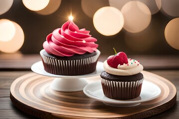 Chocolate Cupcake With Hearts Of Lights generated by AI tool 
