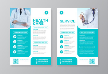 Corporate healthcare and medical cover and back page a4 flyer design template for print