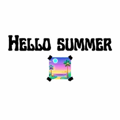Text "Hello summer" with nature isolated on a white background. Lettering illustration