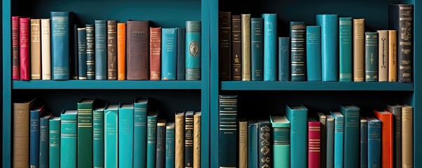 Fototapeta premium Bookshelves with books. 3d rendering illustration.