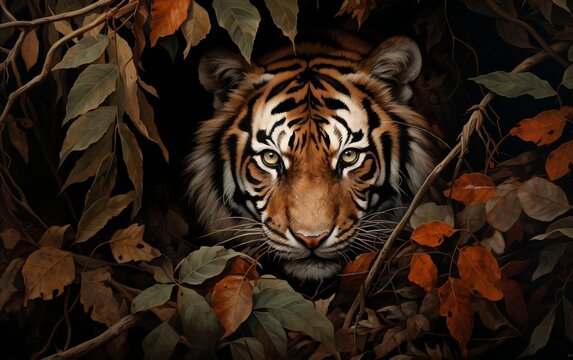 Premium AI Image  A Royal Bengal Tiger Face Illustration 3d Face