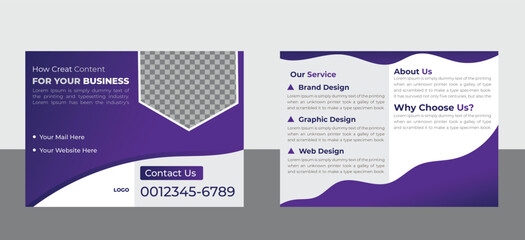 Corporate Business Bi-Fold Brochure Design Template Layout For Print.