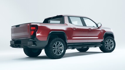 Plakat 3D rendering of a brand-less generic pickup truck 