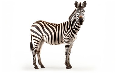 A zebra standing on top of a white floor. AI