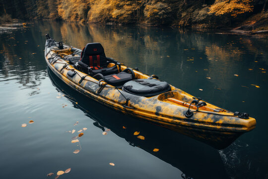 Kayak in the river. AI generative.
