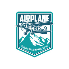 Vintage plane logo. Retro Grunge plane with emblem logo. Vector illustration © nrsha