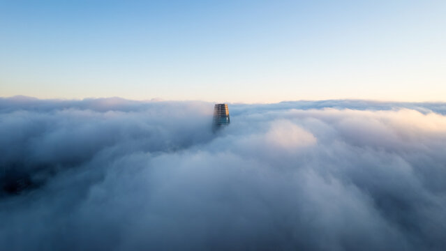 Salesforce Tower peaking through the clouds, San Francisco, CA