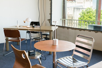 Modern table and chair at office room.