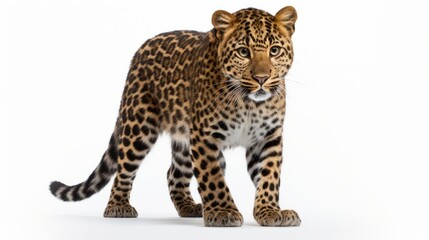 Obraz premium Amur leopard isolated on white background. Ai generated