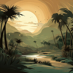 sunset in the desert