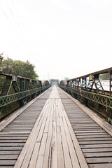Fototapeta na wymiar Vintage Bridge with old railway ocated at Pai (Mae Hong Son).