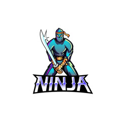Ninja with sword mascot logo design vector