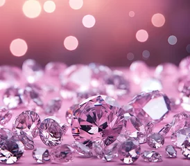 Tuinposter Diamonds on pink bokeh background. © reddish