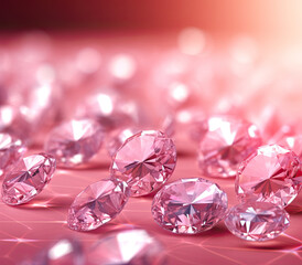 Diamonds on pink bokeh background.