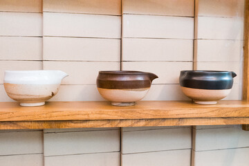 Fototapeta na wymiar Japanese tea bowl for Green Matcha Tea ceremony. .