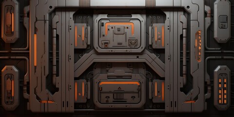 AI Generated. AI Generative. Sci fi future technology space galaxy ship decoration door panel hud. Graphic Art