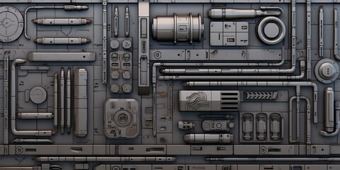 AI Generated. AI Generative. Sci fi future technology space galaxy ship decoration door panel hud. Graphic Art