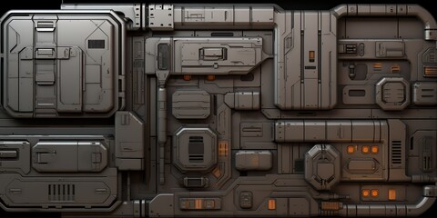 Fototapeta premium AI Generated. AI Generative. Sci fi future technology space galaxy ship decoration door panel hud. Graphic Art